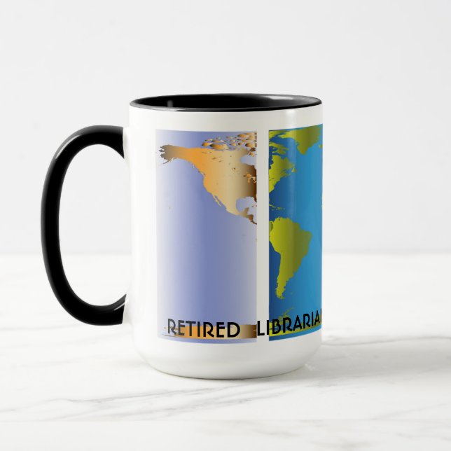 Retired Librarian World Map Mug (Left)