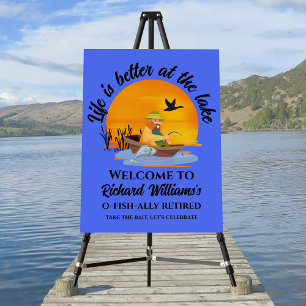 Retired Life Is Better At the Lake Fishing Cartoon Foam Board