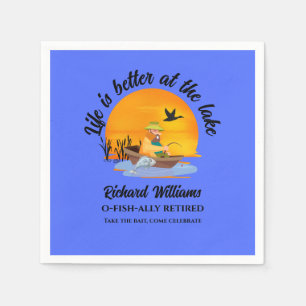 Retired Life Is Better At the Lake Fishing Cartoon Napkins