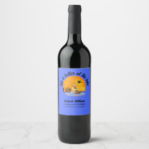 Retired Life Is Better At the Lake Fishing Cartoon Wine Label
