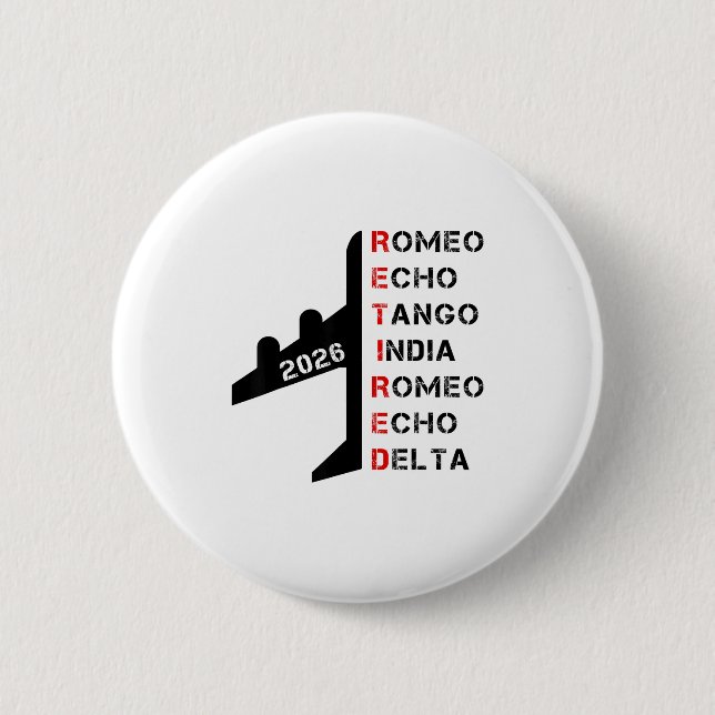 Retired Lot 2026 Phonetic Alphabet Retirement Gift Button (Front)