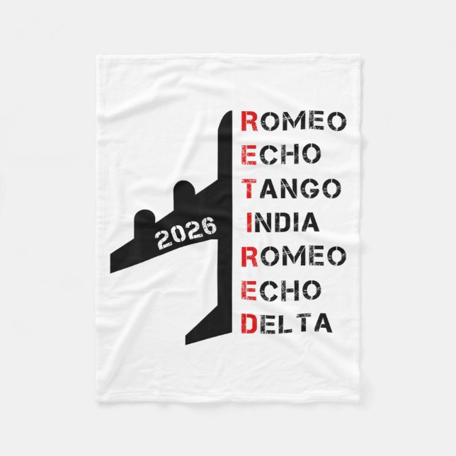 Retired Lot 2026 Phonetic Alphabet Retirement Gift Fleece Blanket (Front)