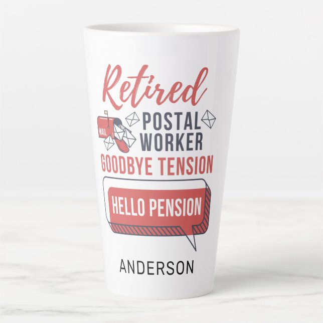 Retired Mailman Postal Worker Retirement Funny Latte Mug (Front)
