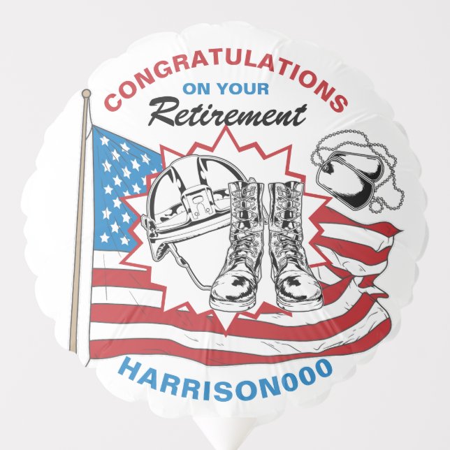 Retired Military Congratulations Retirement Party Balloon (Front)