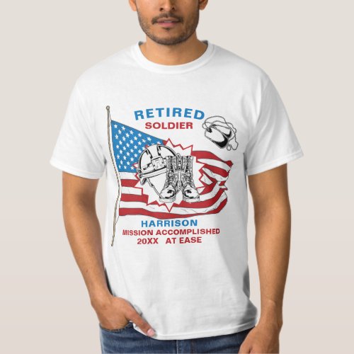 Retired Military Soldier Funny Saying At Ease T_Shirt