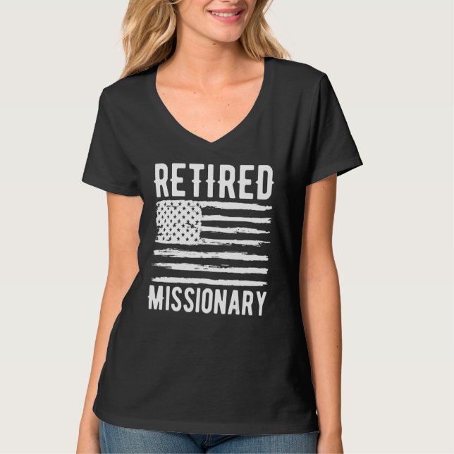 Retired Missionary Profession American Flag T-Shirt (Front)