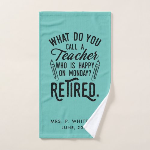 Retired Music School Teacher Retirement Custom Hand Towel