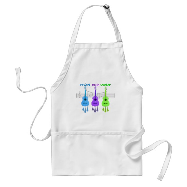Retired Music Teacher 3 Guitars Design Adult Apron (Front)