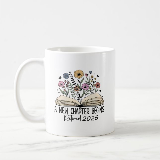 Retired New Chapter Book Floral Design Coffee Mug (Left)