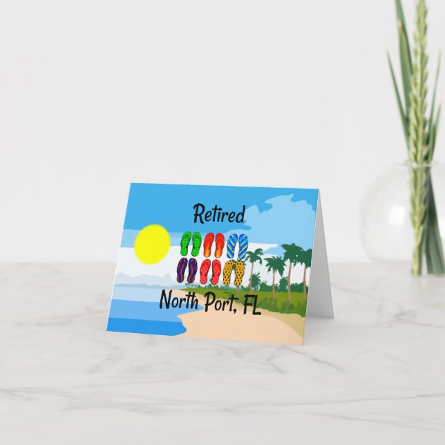 Retired, North Port, FL, beach design, Card (Front)