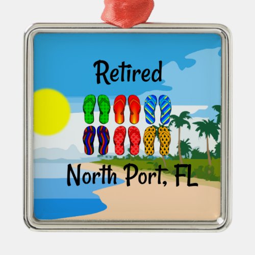 Retired North Port FL beach design Metal Ornam Metal Ornament