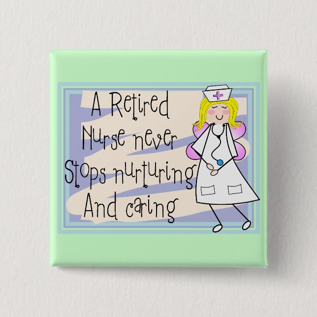 Retired Nurse Angel Art Cards & Gifts Button (Front)