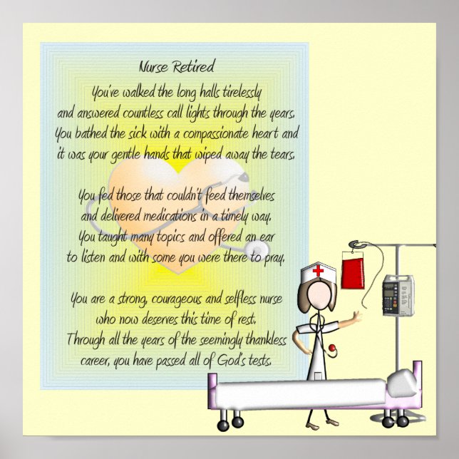 Retired Nurse Art Poster & Poem (Front)