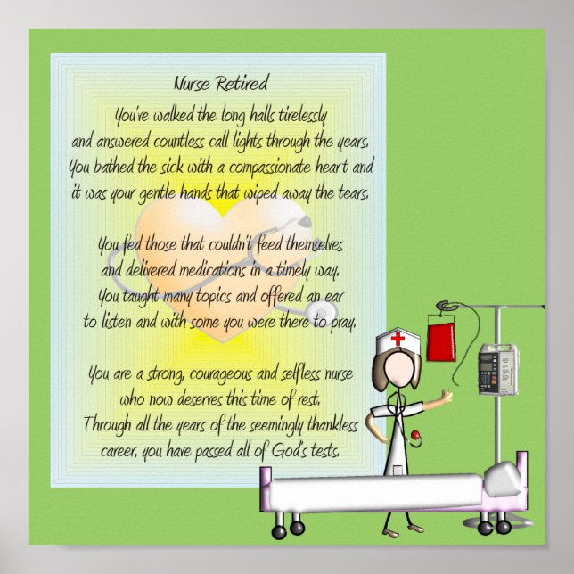 Retired Nurse Art Poster & Poem (Front)