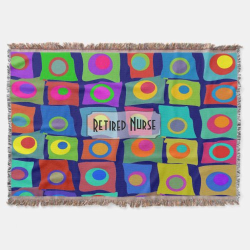 Retired Nurse Artsy Retro Squares Blanket