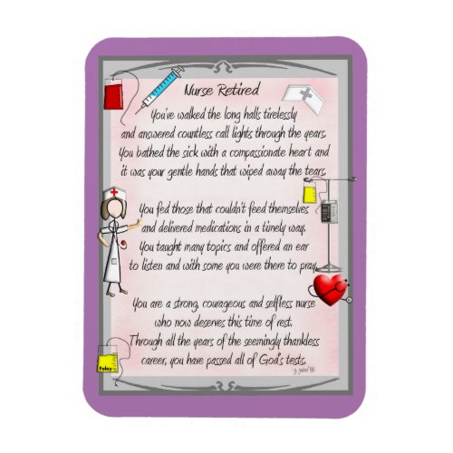 Retired Nurse Canvas Art Poem  by Gail GabelRN Po Magnet