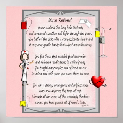 Retired Nurse Canvas Art Poem  by Gail GabelRN Poster