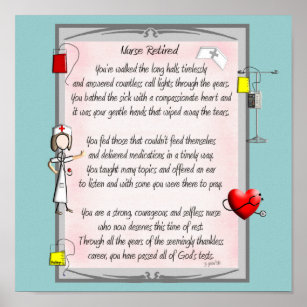 Retired Nurse Canvas Art Poem  by Gail Gabel,RN Poster