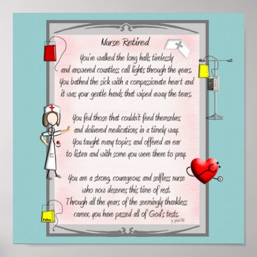 Retired Nurse Canvas Art Poem  by Gail GabelRN Poster