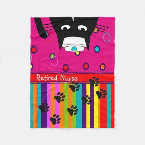 Retired Nurse Cat Fleece Blanket Cat Nurse 16