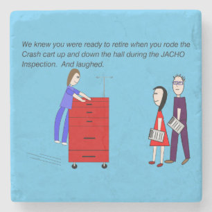 Retired Nurse Crash Cart Humor   Stone Magnet Stone Coaster