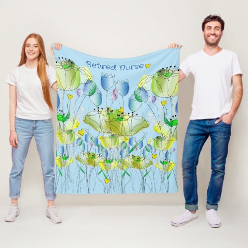 Retired Nurse Fleece Blanket Light Blue