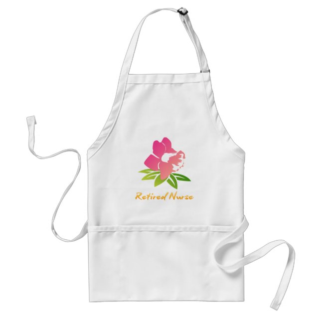 Retired Nurse Flower Adult Apron (Front)