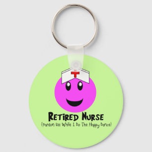 Retired Nurse Gifts "Happy Dance Pink Keychain