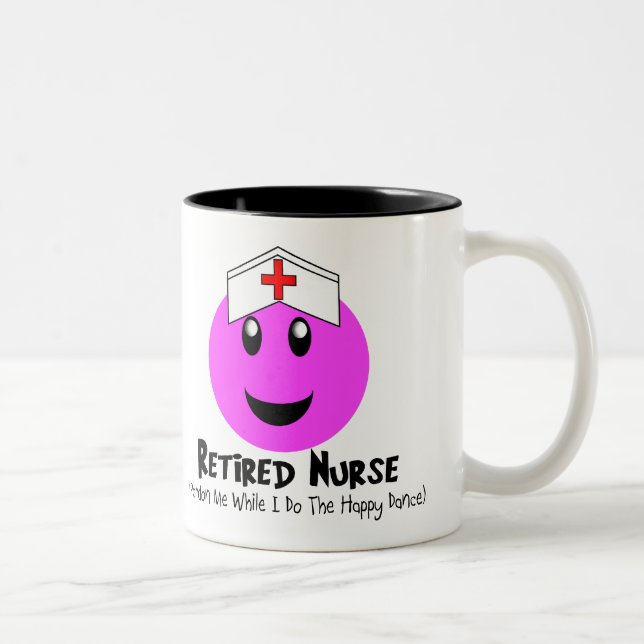 Retired Nurse Gifts "Happy Dance Pink Two-Tone Coffee Mug (Right)