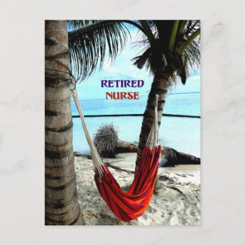 Retired Nurse - Hammock At The Beach Postcard by RetirementGiftStore at Zazzle