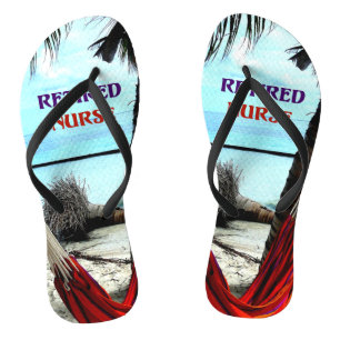 Retired Nurse, Hammock under the Palm Trees Flip Flops