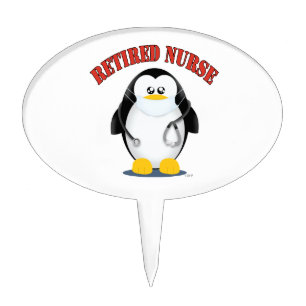 Retired Nurse Penguin Cake Topper