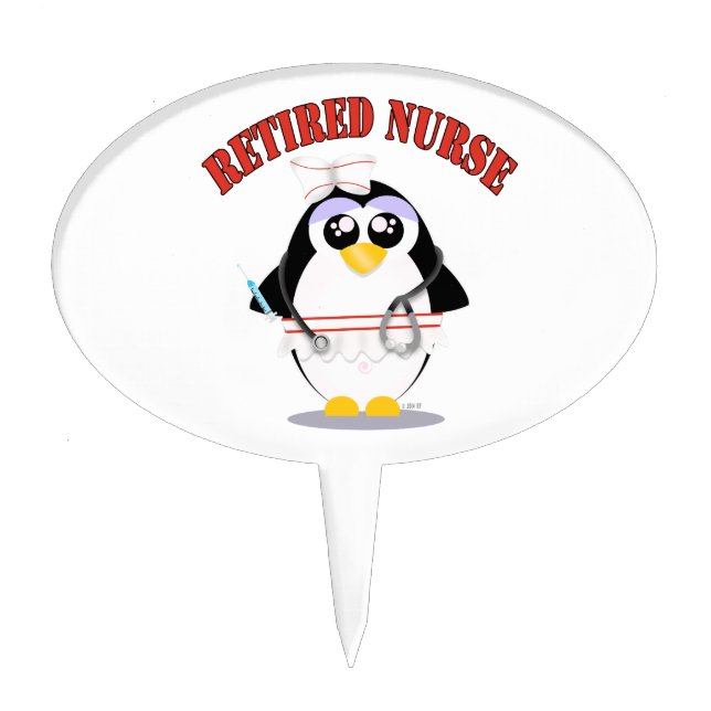 Retired Nurse Penguin (female) Cake Topper (Front)