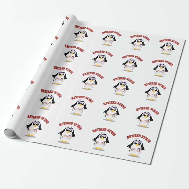 Retired Nurse Penguin female Wrapping Paper (Unrolled)