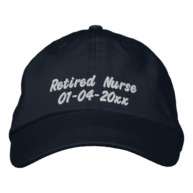 Retired Nurse-Personalize Date Embroidered Baseball Cap (Front)