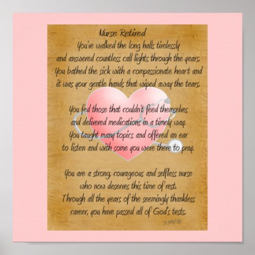 Retired Nurse Poem Art Poster _by gailgRN