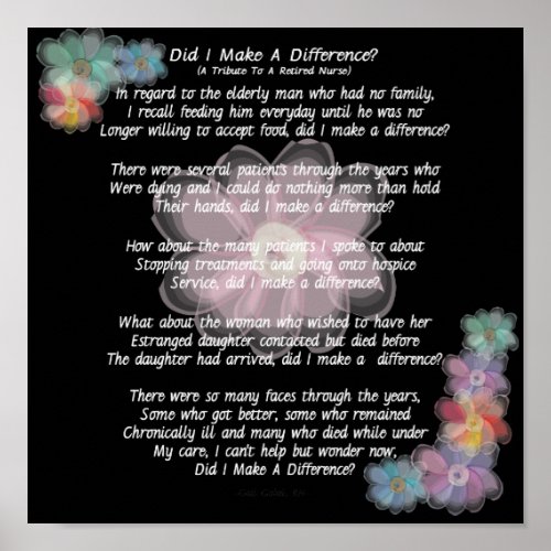 Retired Nurse Poem Did I Make A Difference Poster