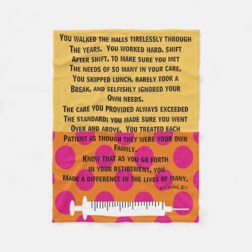 Retired Nurse Poem Fleece Blanket