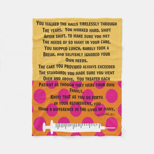 Retired Nurse Poem Fleece Blanket (Front)