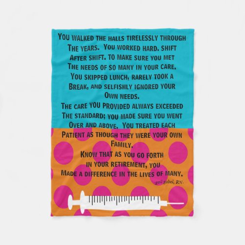 Retired Nurse Poem Fleece Blanket 2