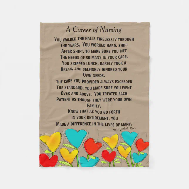 Retired Nurse Poem Fleece Blanket Brown | Zazzle