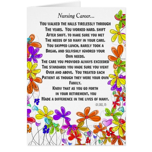 Retired Nurse Poem Greeting Card #18 | Zazzle