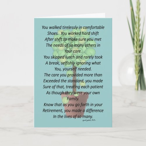 Retired Nurse Poem Greeting Card by Gail Gabel RN