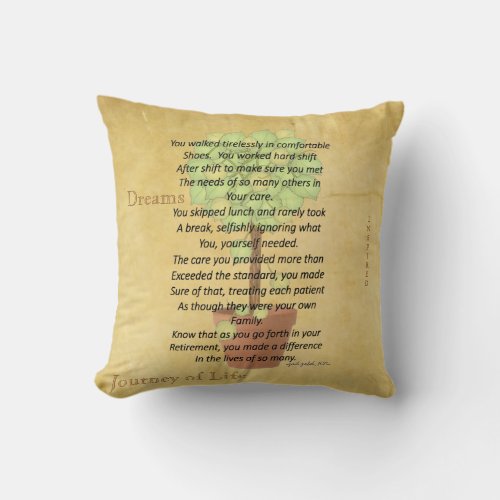 Retired Nurse Poem Pillow by Gail Gabel RN