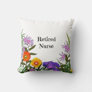 Retired Nurse, popular floral design Throw Pillow