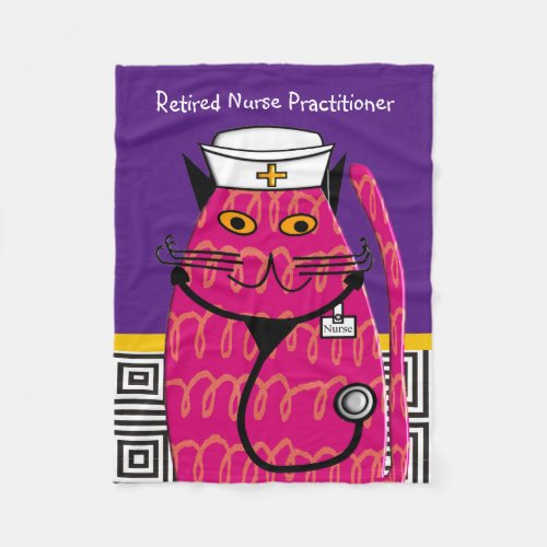 Retired Nurse Practitioner Cat Fleece Blanket