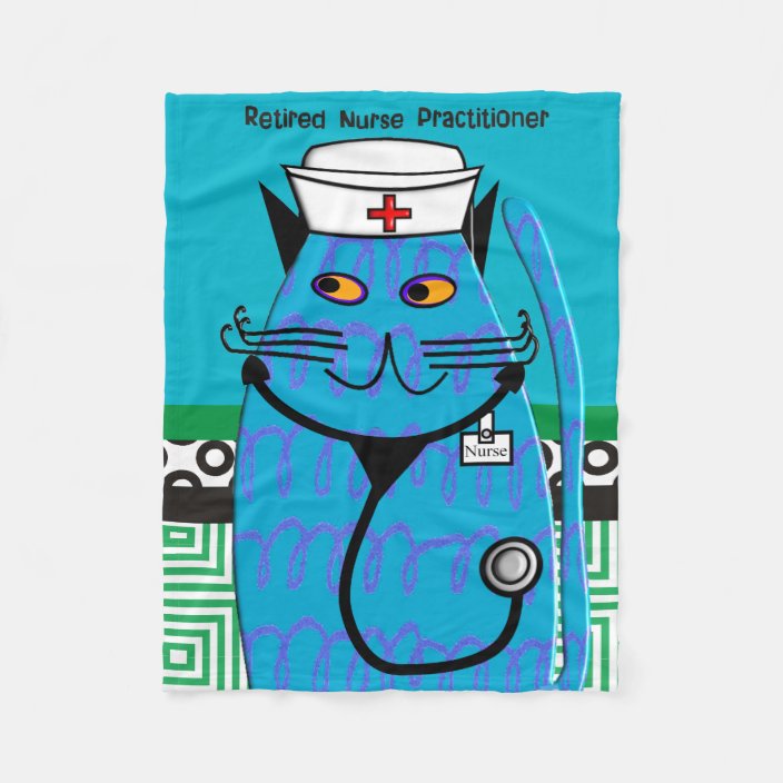 Retired Nurse Practitioner Cat Fleece Blanket 2