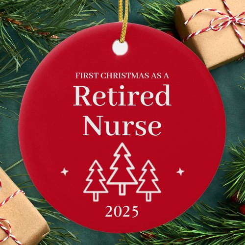 Retired Nurse Red Christmas Ornament