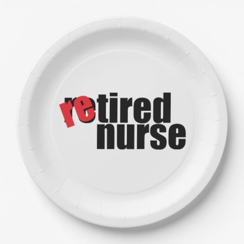 retired nurse simple 9 Paper Plate