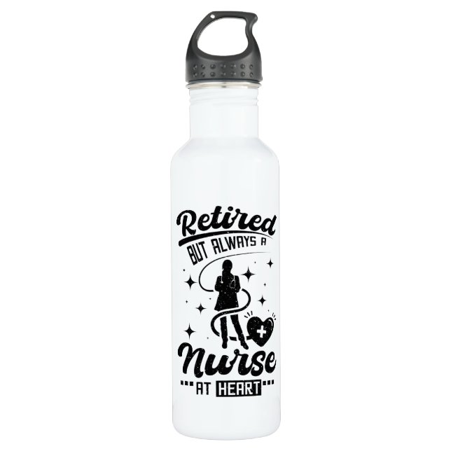 Retired Nurse Stainless Steel Water Bottle (Front)